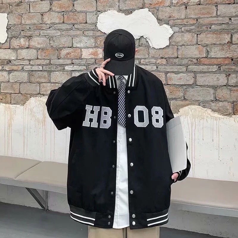 Áo khoác bomber unisex  Tim ;08⚡Áo Jacket bóng chày H8-08 chất nỉ dù dày dặn, mặc đi học, đi chơi
