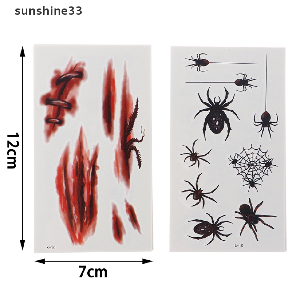 Set 10 Tấm Hình Xăm Dán Chủ Đề Halloween Độc Đáo