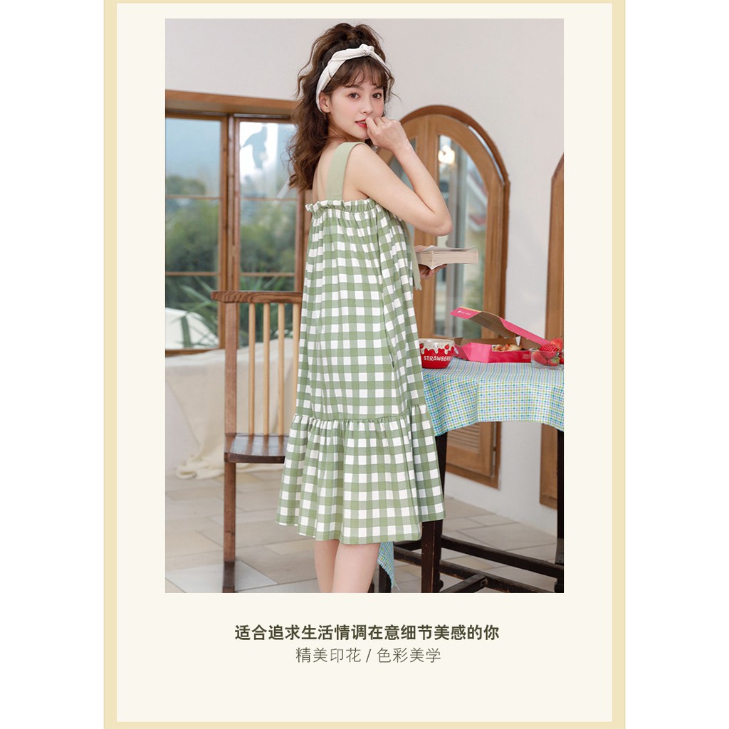 [HÀNG QUẢNG CHÂU cao cấp ] Váy ngủ bộ ngủ chất cotton trơn phong cách trẻ trung quyến rũ thiết kế sang chảnh
