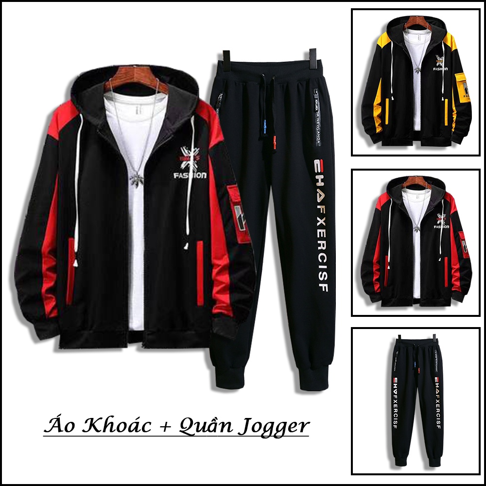 Bộ Đồ Nam Áo Khoác Nhẹ Có Mũ Trùm Đầu FASHION Kết Hợp Quần Jogger Bo Gấu Trẻ Trung SET NAM 90000181