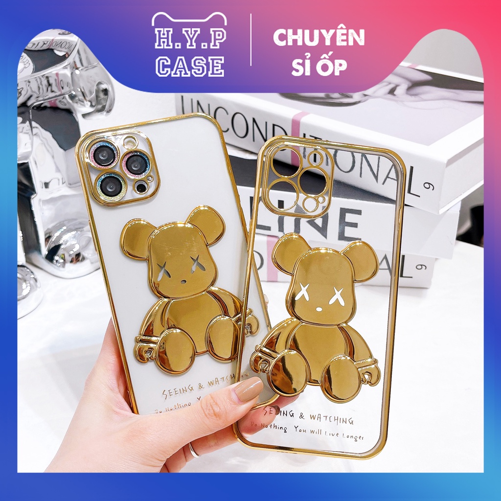 Ốp Lưng Iphone KAWS Màu Gold Hình Nổi 3D Viền Si Cạnh Vuông Full Viền Full Đáy (02) | BigBuy360 - bigbuy360.vn