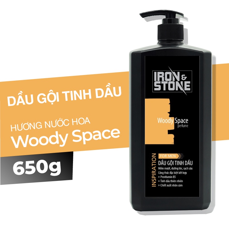 Dầu gội tinh dầu IRON &amp; STONE innovation hương Woody Space 650g Z0202 - Dành cho nam