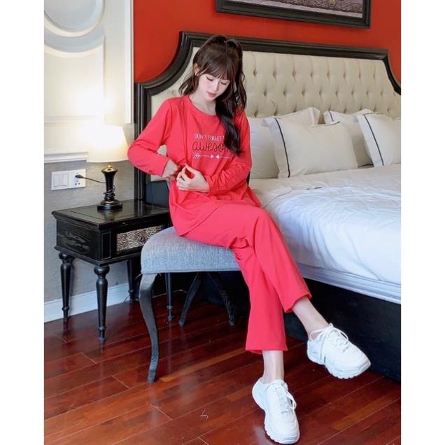 Bộ đồ bầu và sau sinh dài tay thu đông chất cotton mặc nhà hàng thiết kế đẹp giá rẻ