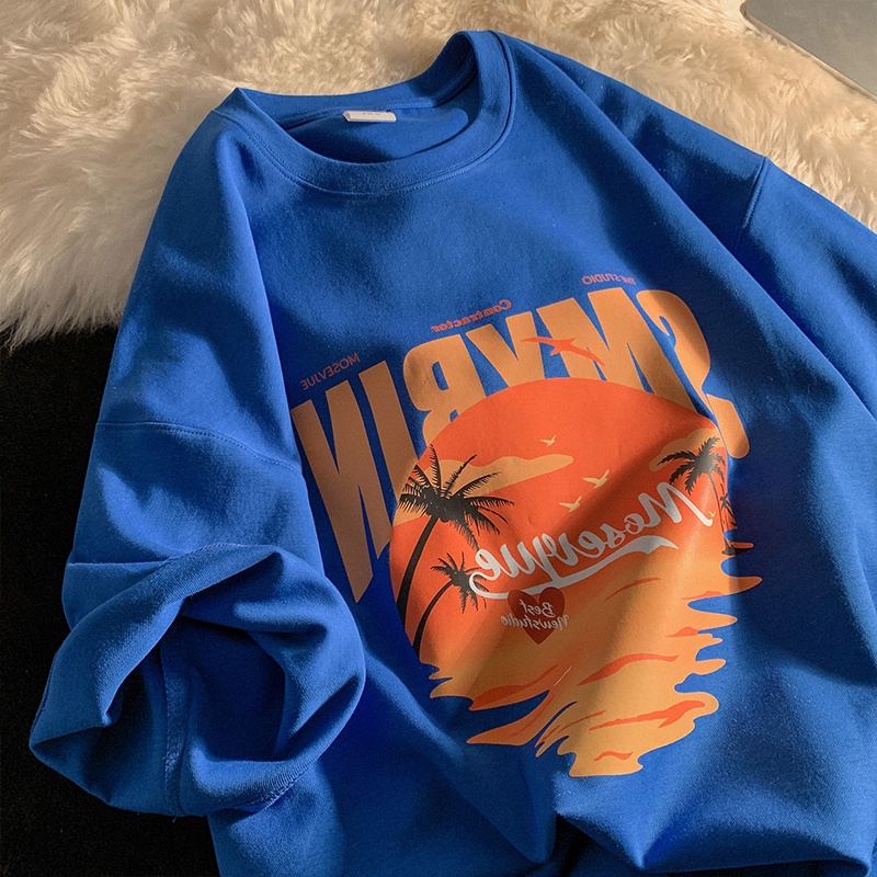 SUXI Áo Thun Tay Ngắn Cổ Tròn Hoạ Tiết In Thiết Kế Dáng Rộng Thoải Mái