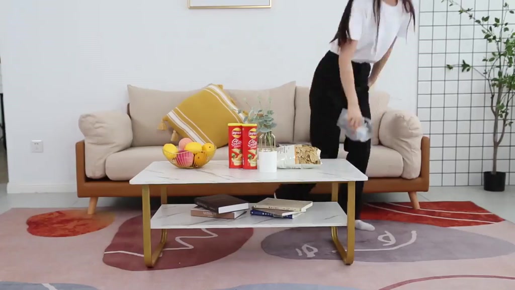 Bàn Trà Sofa, Bàn Gỗ 2 Tầng Phòng Khách Vân Cẩm Thạch Hình Chữ Nhật | BigBuy360 - bigbuy360.vn