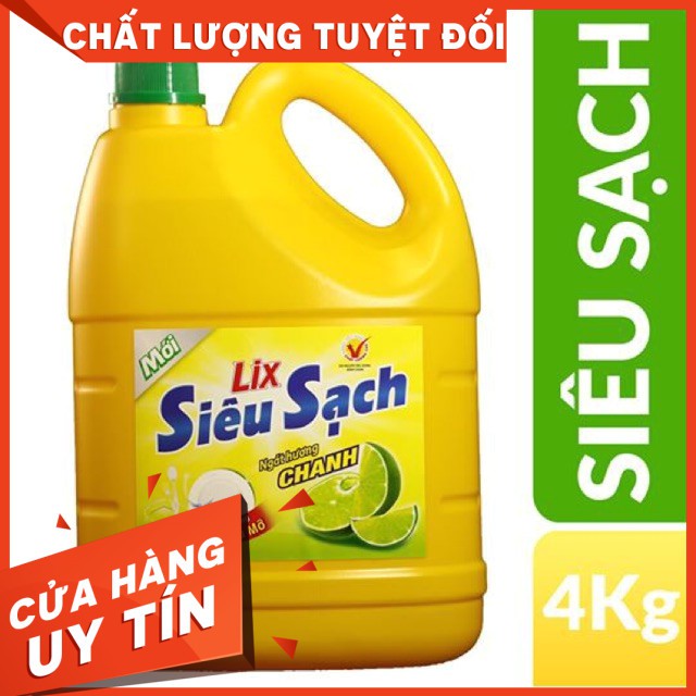 Nước Rửa Chén LIX Siêu Sạch 4kg Hương Chanh