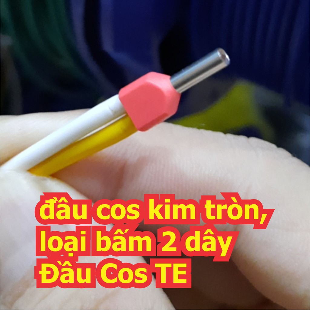 đầu cos kim tròn, loại bấm 2 dây, TE0508 TE1008 TE1508 TE2508 TE4012 TE6014 màu đen/đỏ (giá cho gói 50c 100c) kde5529