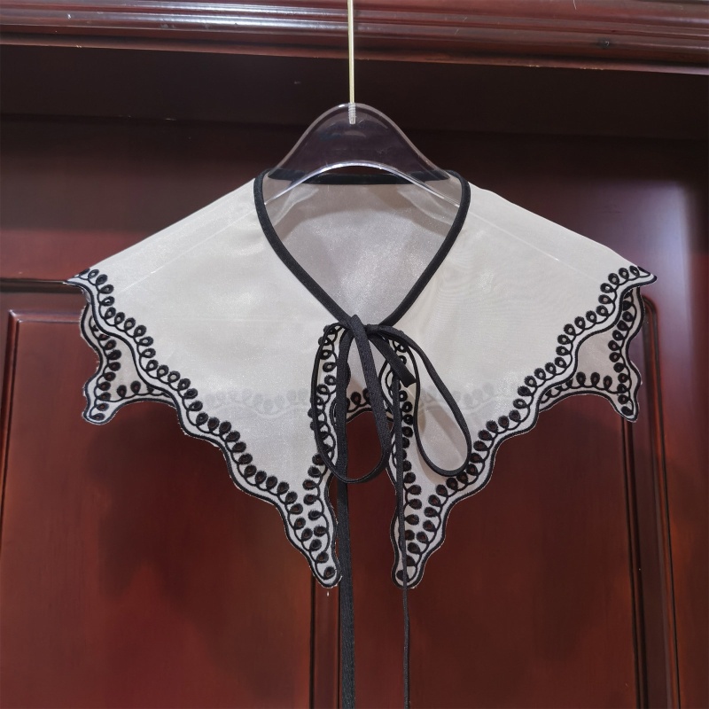 Khăn Choàng Cổ Thủy Thủ Phối Ren Lưới Thêu Họa Tiết Gợn Sóng Có Thể Tháo Rời Cho Nữ