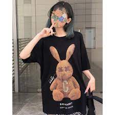 Áo Thun Tay Lỡ Phông Unisex Nam Nữ Chất Premium Cotton Oversize Form Rộng In Hình Thỏ Nâu Bad Rabbit.