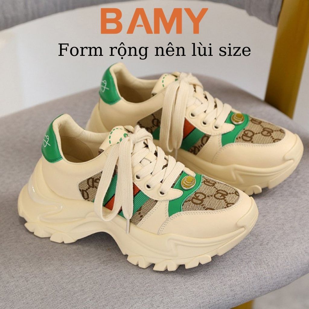 Giày thể thao nữ GD đế răng cưa FULL BOX, giày sneaker BAMY độn đế 6 phân phong cách Châu Âu FORM RỘNG