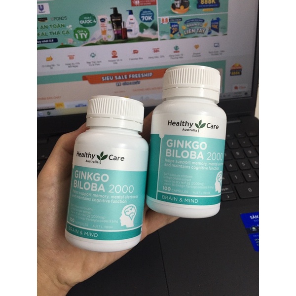 Viên uống bổ não Healthy Care Ginkgo Biloba 2000mg 100 Viên