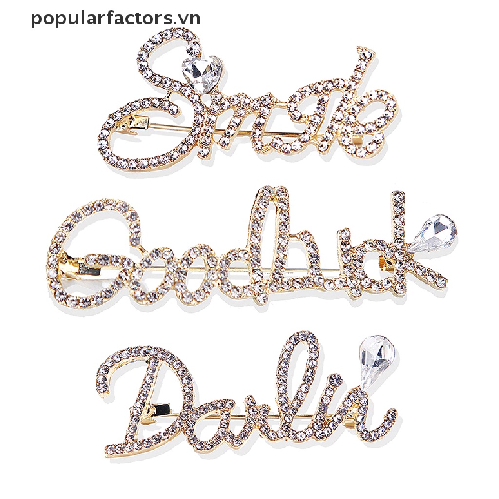 Ghim cài áo hình chữ đính đá thời trang cho nữ