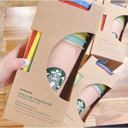 Ly nhựa 24OZ Starbucks có thể đổi màu và tái sử dụng kèm nắp đậy và ống hút | BigBuy360 - bigbuy360.vn