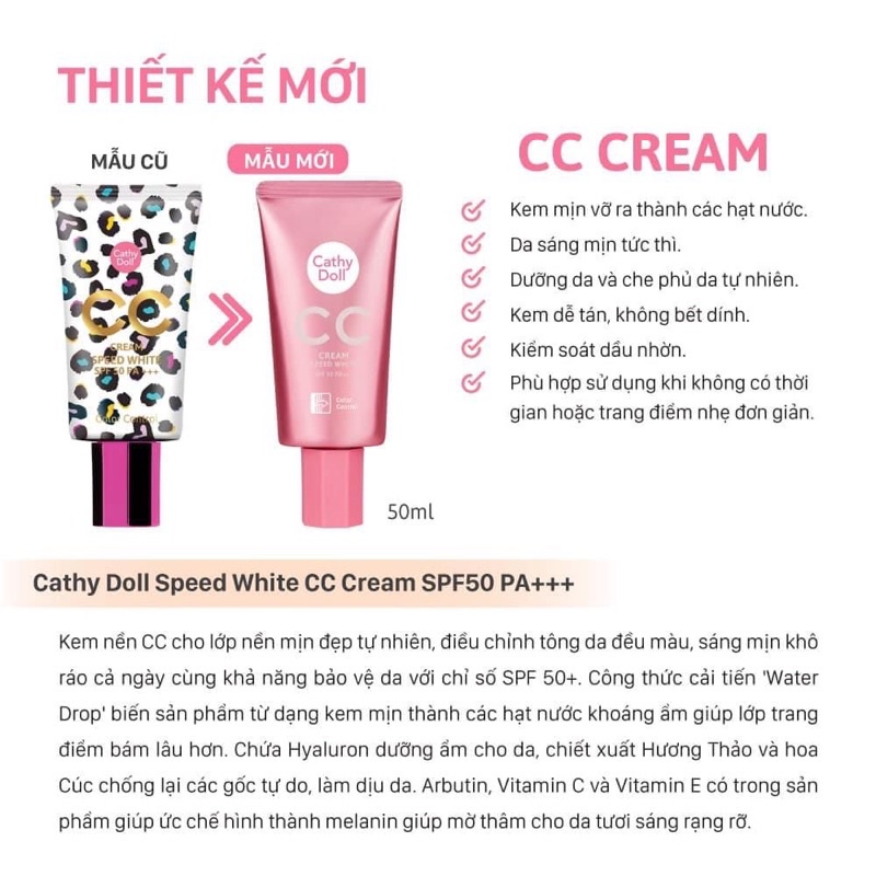 Kem nền Cathy Doll Cc Cream mẫu mới
