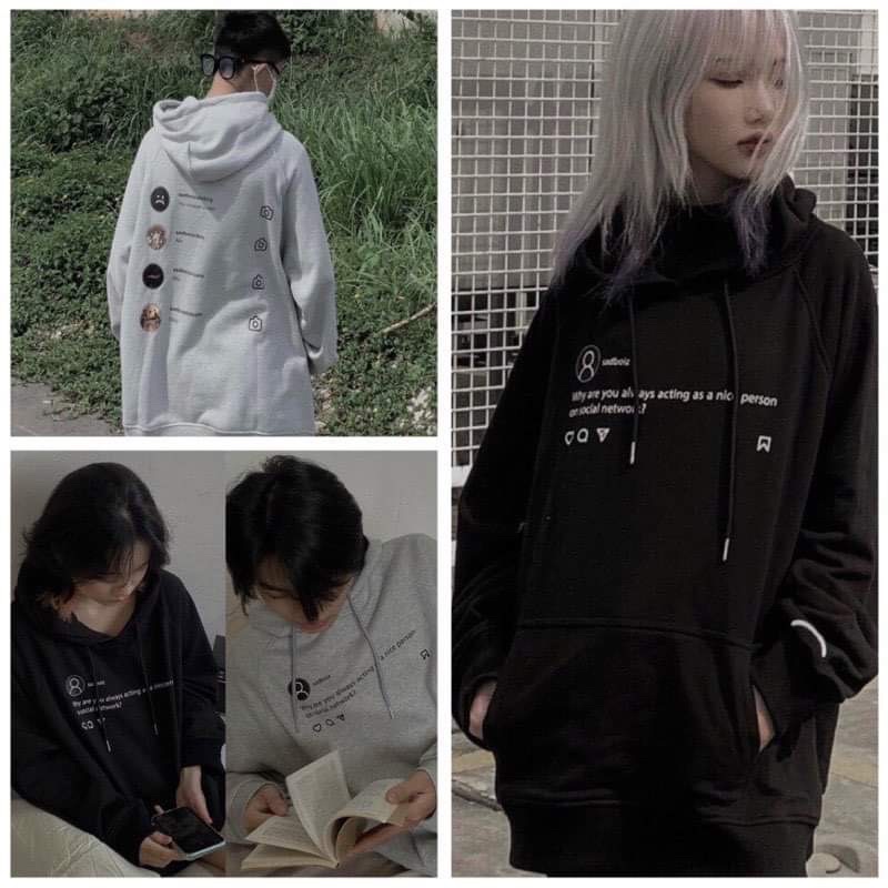 Áo hoodie sadboi máy ảnh/ tin nhắn mũ 2 lớp