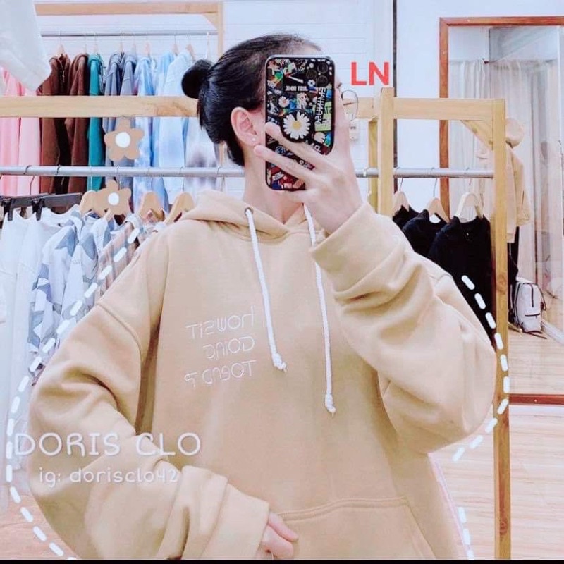 Áo hoodie lô gô chữ trắng LN11