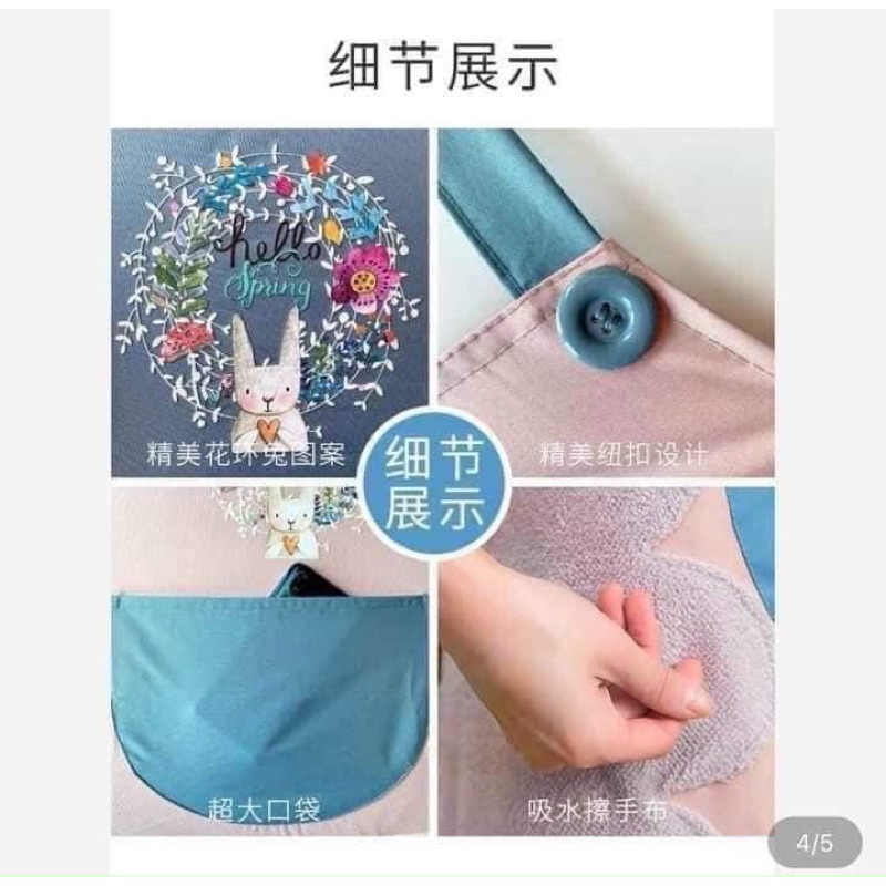 Tạp giề thêu hoa thỏ mẫu mới