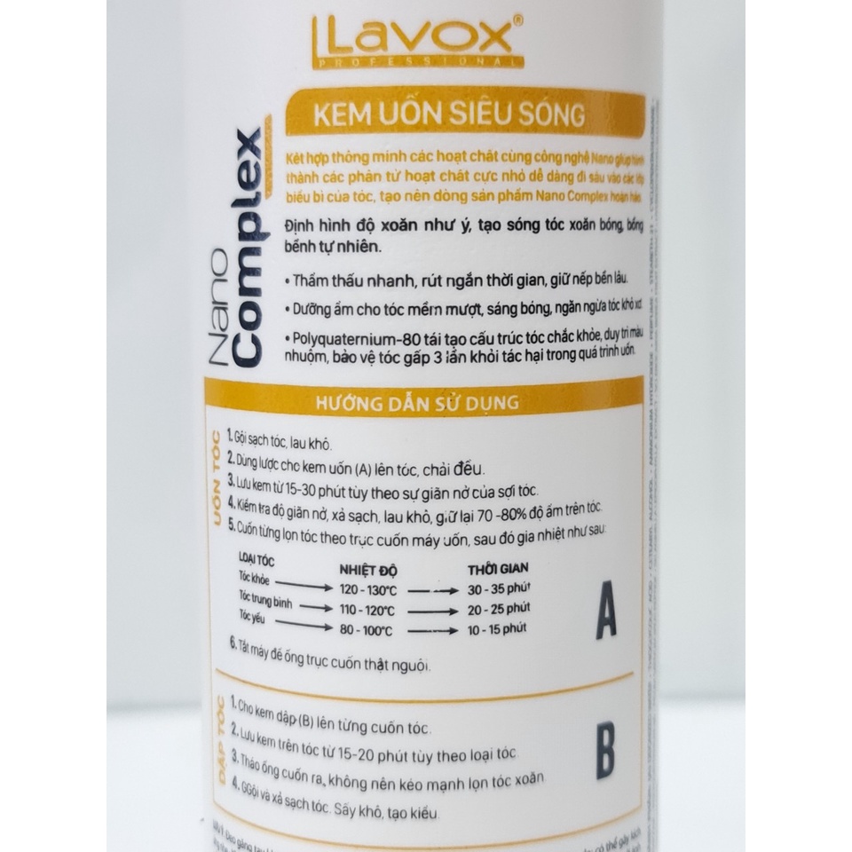 Combo 2 Chai Thuốc Uốn Nóng Và Dập Tóc Siêu Sóng Lavox Nano Complex 500ml x2