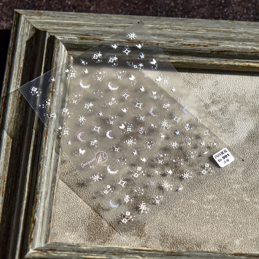 Miếng Dán Trang Trí Móng Tay Họa Tiết Ngôi Sao Dập Nổi Lấp Lánh 991