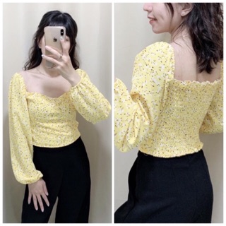 Áo croptop hoa nhí - Hình thật