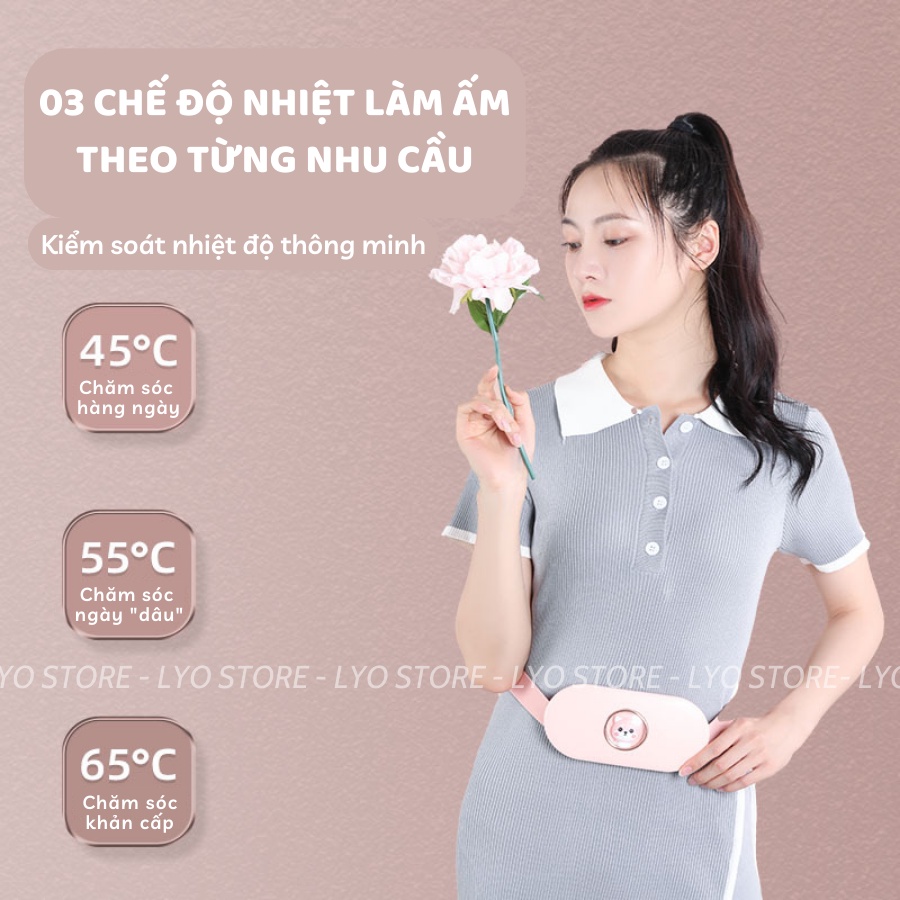 Máy massage làm ấm bụng AIFS, giảm đau bụng đau lưng cho bạn gái đến Kì, Đai đeo chườm nóng giảm đau bụng kinh nguyệt