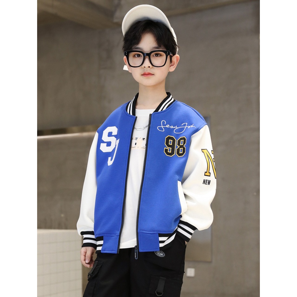 Áo khoác nỉ dành cho bé trai 14-45kg SJ 98 Huyền Kid, kiểu dáng bomer cá tính. V5