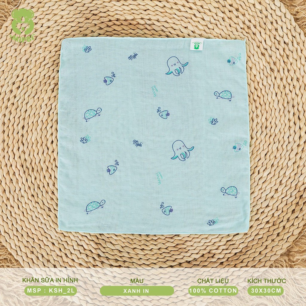 Sét 5 chiếc khăn sữa in hình cotton Mipbi