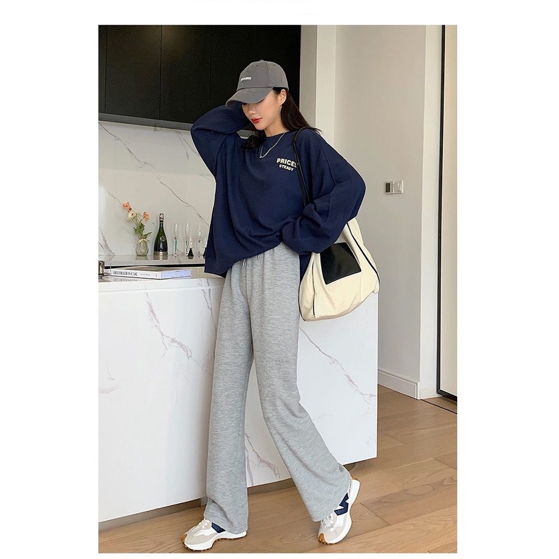 Quần Thể Thao Lưng Cao Ống Rộng Thời Trang Năng Động Cho Nữ
