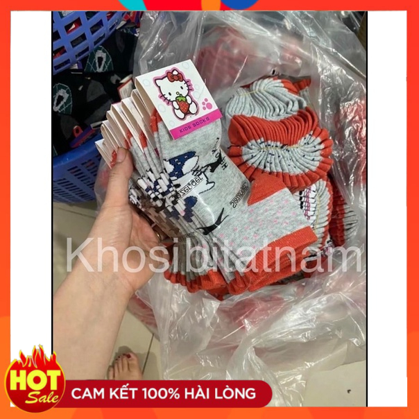 Combo 10 Đôi Tất Vớ Trẻ Em Cho Bé Gái Hình Kitty Nhiều Màu 1-12tuổi
