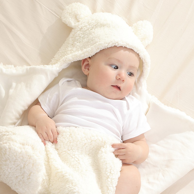 [4 MÀU] Chăn ủ kén (túi ngủ) lông cừu Baby Blanket cho bé