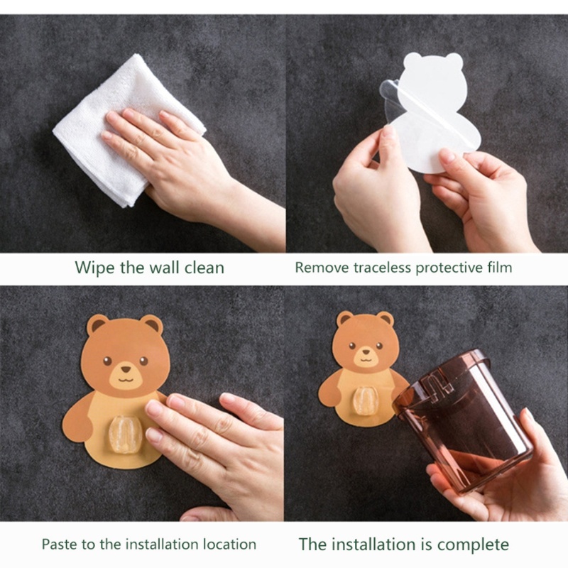 Hộp Đựng Bàn Chải Đánh Răng Gắn Tường Hình Gấu Hoạt Hình Dễ Thương