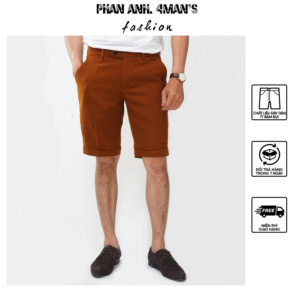 Quần short nam Phananh.4mans màu vàng bò trẻ trung năng động hiện đại tặng kèm hộp