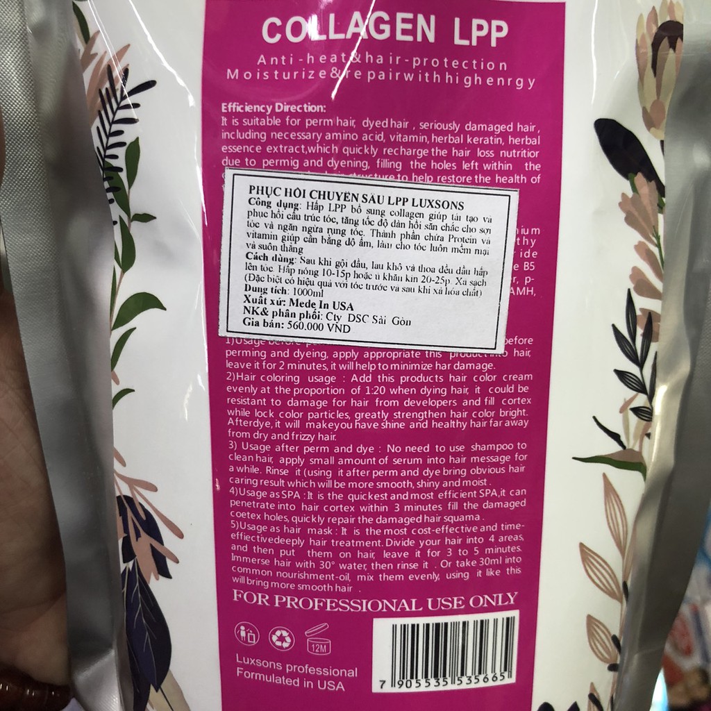 Kem ủ phục hồi tóc chuyên sâu LPP Luxson USA 1000ml