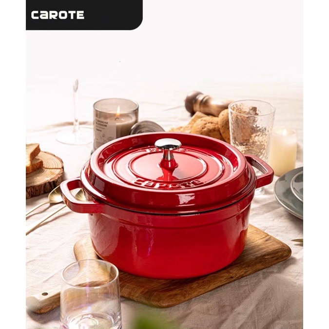 Nồi gang cao cấp có nắp Carote chính hãng phong cách vintage dùng cho mọi loại bếp (điện, từ, ga)