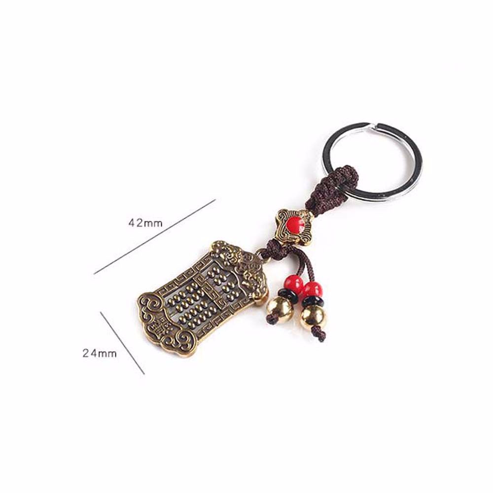 Móc khóa hình bàn tính bằng đồng thau cổ đIển nhiều màu sắc