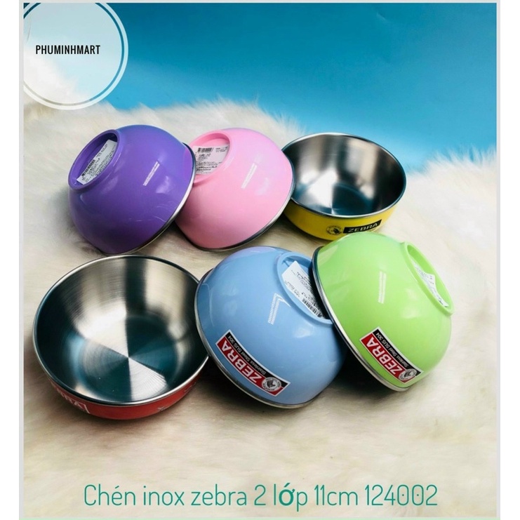 Chén inox Zebra hai lớp vỏ nhựa 11cm 124002(Giao màu bất kì)