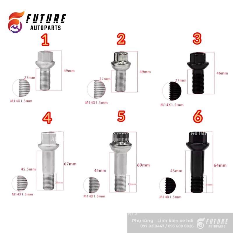 Ốc bánh xe, Ốc tắc kê, Êcu đai ốc bắt lốp, lazang xe Mercedes - Benz