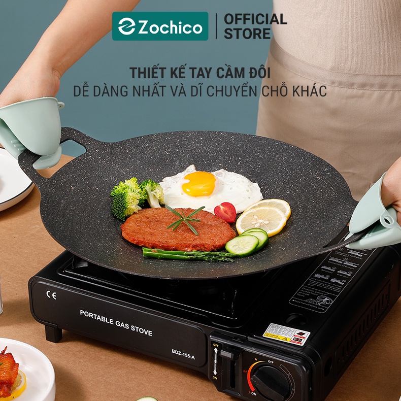 Chảo đá nướng không dầu chống dính Hàn Quốc, dùng cho mọi loại bếp đính đá