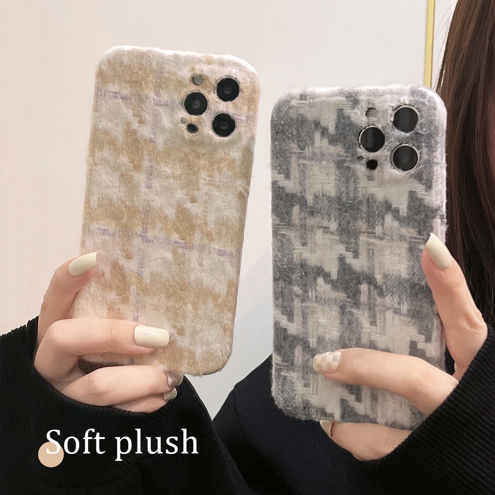 Ốp điện thoại mềm họa tiết houndstooth thời trang cho iphone 13 Pro Max 11 12 Pro Max X XR XS Max 7 8 plus 7G 8G