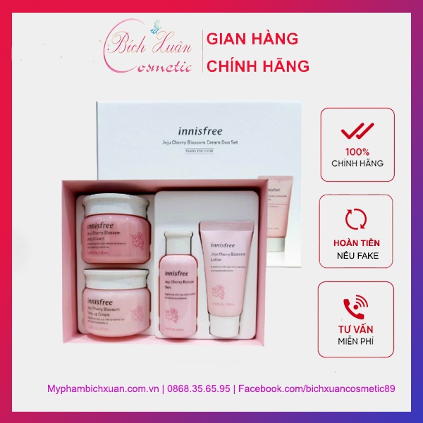 Bộ sản phẩm dưỡng da innisfree hoa anh đào, sét bộ innisfree cherry blossom dưỡng trắng da fullsize