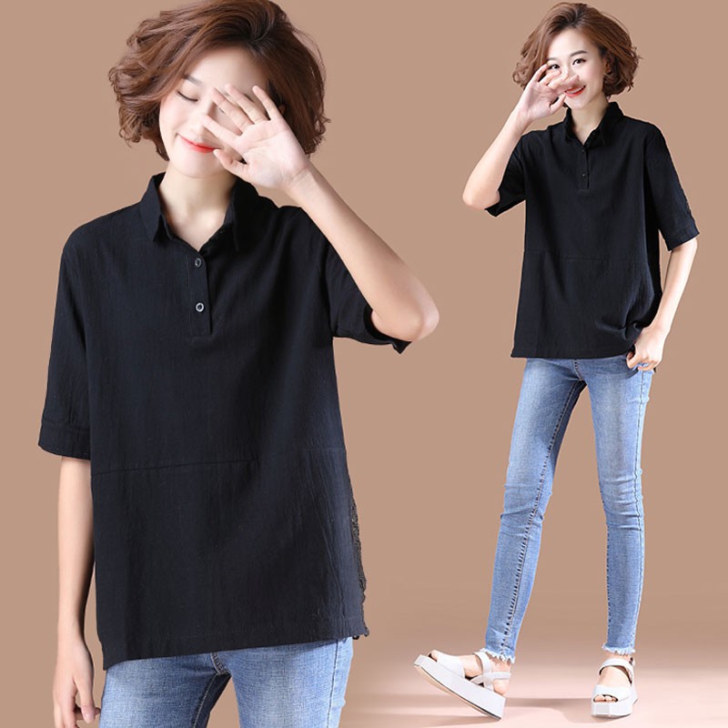 A35 áo big size freesize phối ren cổ tròn tay lỡ trẻ trung phong cách hiện đại mẫu mới
