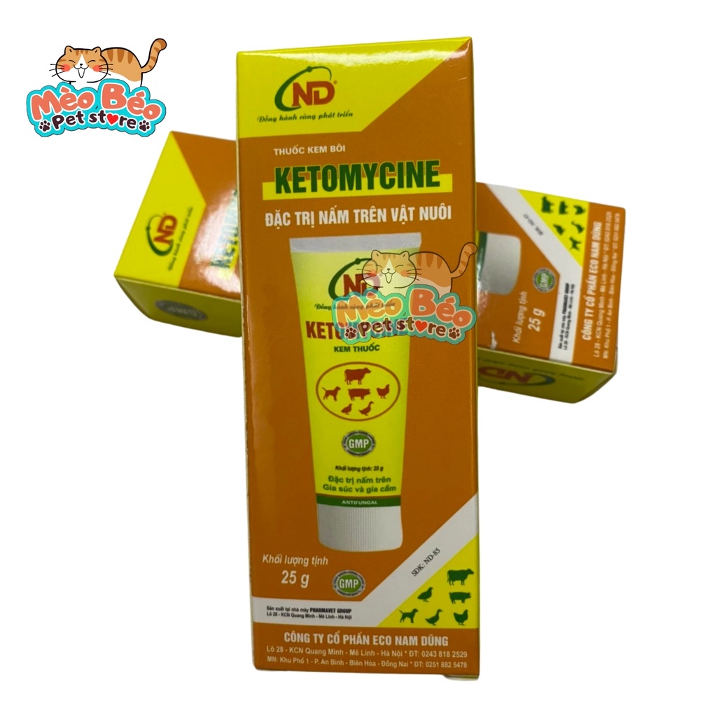 Kem bôi đặc trị nấm trên chó mèo, gia súc và gia cầm Ketomycine - 25g