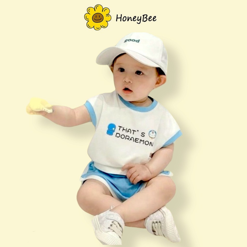 Quần áo trẻ em Honey Bee Bộ ba lỗ hoạt tiết Đô rê mon cho bé đáng yêu