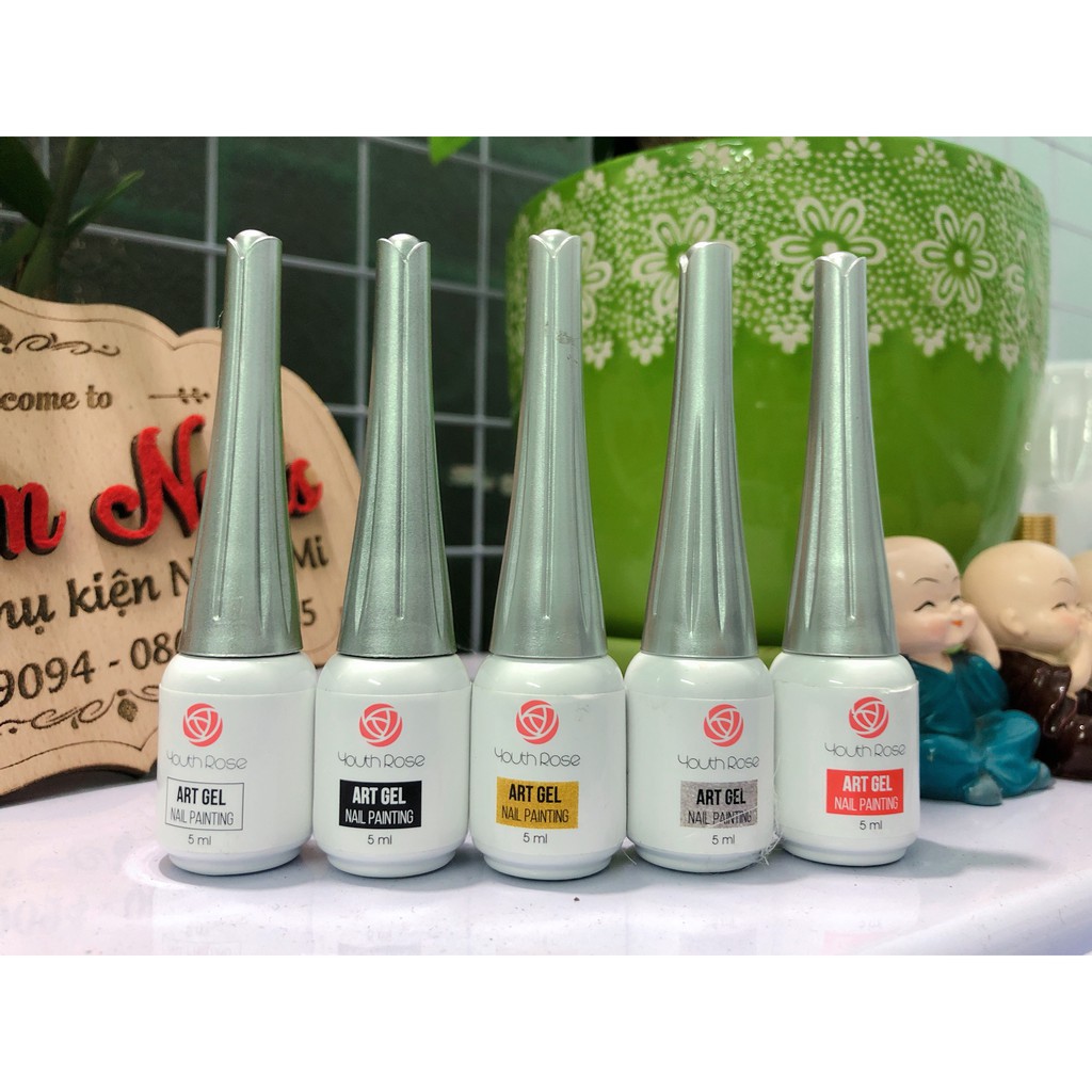 Set Gel Cọ Nét Hoa Hồng 9 chai, Vẽ Nét Nail mảnh