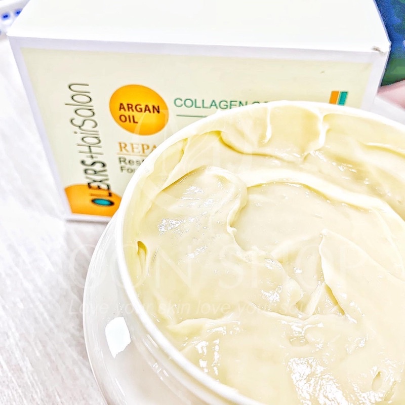 Kem hấp ủ tóc phục hồi tóc hư tổn siêu mượt Olexrs Hair Salon Argan Oil Collagen Complex 500ml