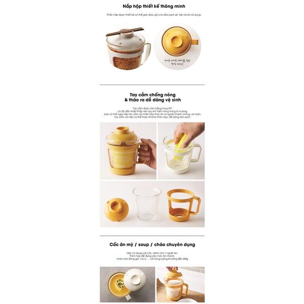 Ly Úp Mỳ Nấu Mỳ Thủy Tinh Chịu Nhiệt Lock&Lock Easy Cook Ramen Cup LLG480