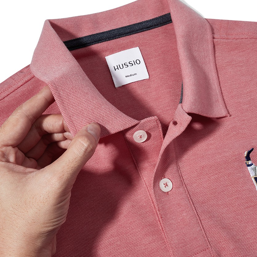 Áo polo nam HUSSIO phối sọc thêu logo trẻ trung | BigBuy360 - bigbuy360.vn