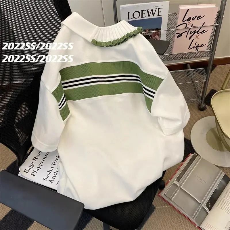 Áo Thun PoloT Màu Trắng Thêu Họa Tiết Phong Cách Phương Tây Thời Trang Xuân Hè Cho Nữ