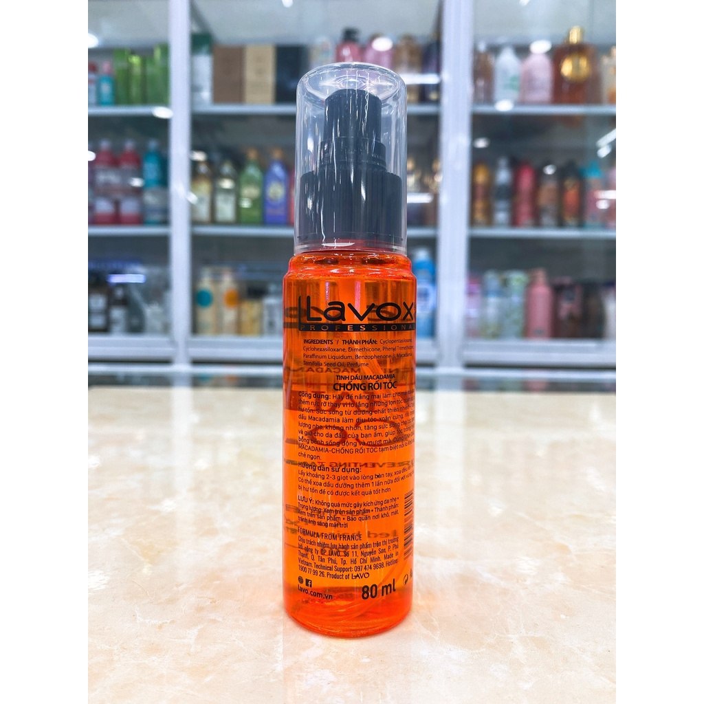 DẦU BÓNG DƯỠNG TÓC LAVOX TINH DẦU MACADAMIA  CHỐNG RỐI TÓC CHÍNH HÃNG CÔNG TY 80ML