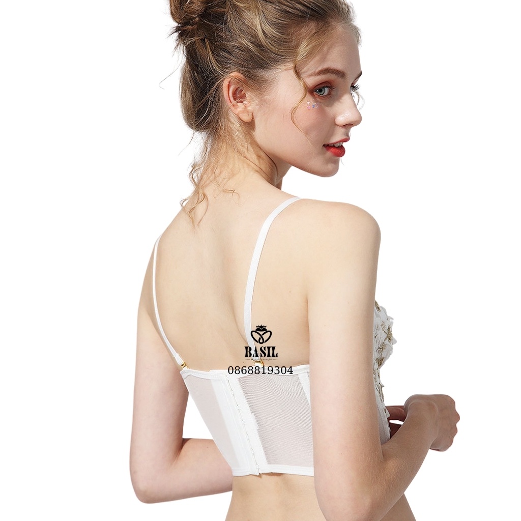 Áo lót conrset SS07 Basil nữ thêu hoa cổ điển đệm mỏng có gọng nâng ngực (Xả Hàng)